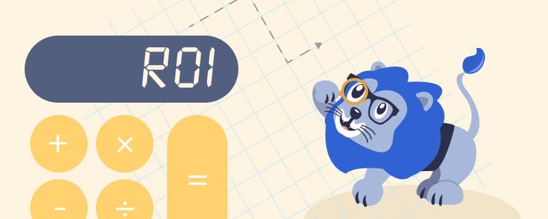 WhatConverts mascot next to a calculator that says ROI