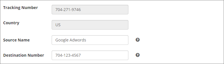 Tracking Number Setup