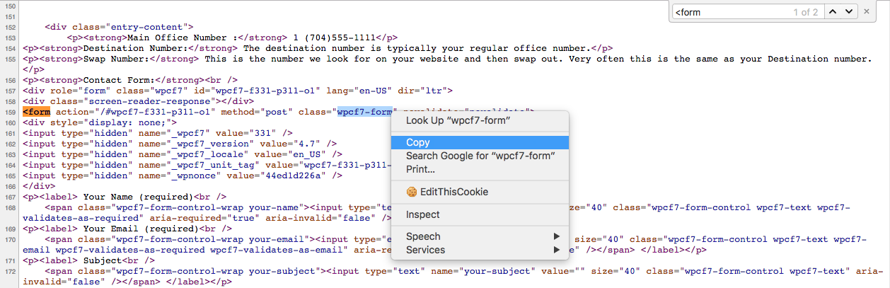 Copy your Form Attribute to set up Manual Form Tracking