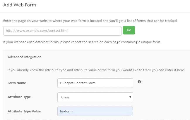 Advanced integration for hubspot form tracking