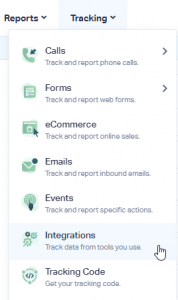 Integrations Menu Selection