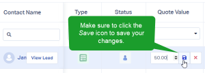 Save Quote or Sales Value