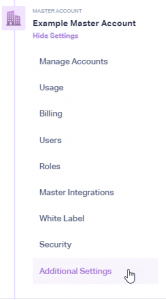 Master Account Additional Settings