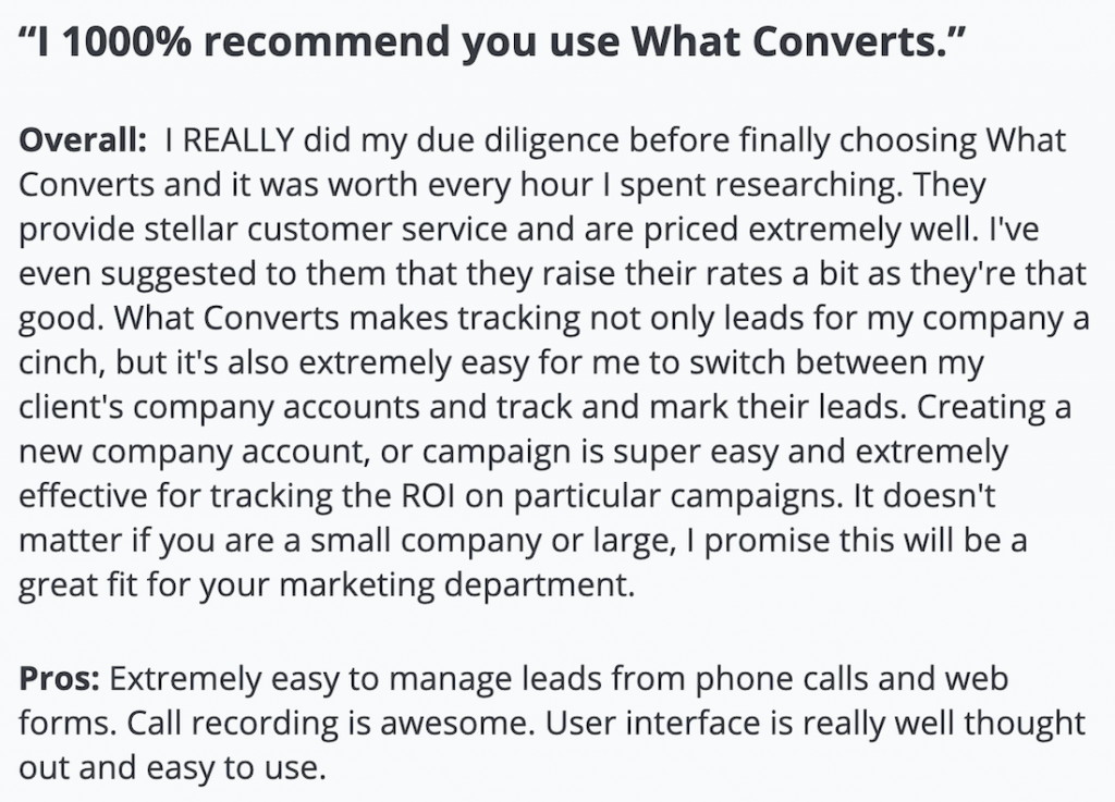 WhatConverts: I 1000% recommend you use WhatConverts