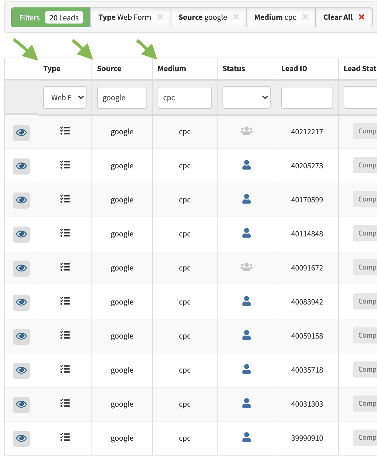 Type, Source and Medium in WhatConverts