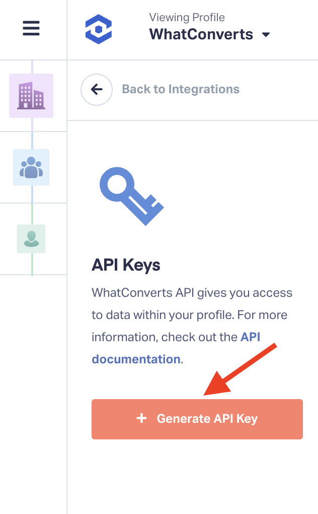 Screenshot of the "Generate API Key" button