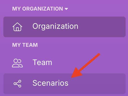 Screenshot of the Scenarios menu.