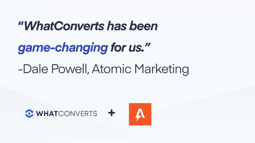 Atomic Marketing Boosts PPC Conversions by 40% with WhatConverts and Google Smart Bidding graphic