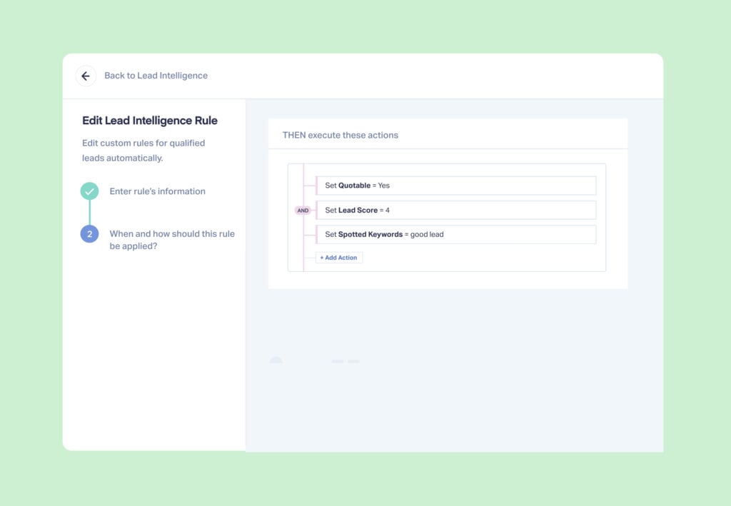 A screenshot of Lead Intelligence rules within WhatConverts.