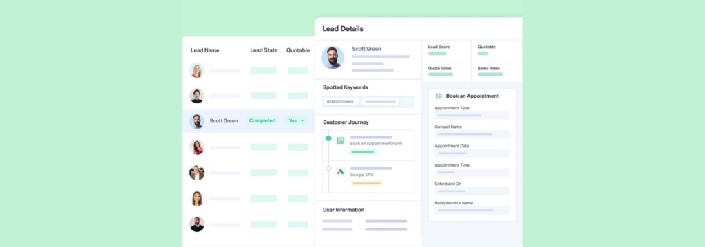 Close up view of the Lead Details panel in WhatConverts.