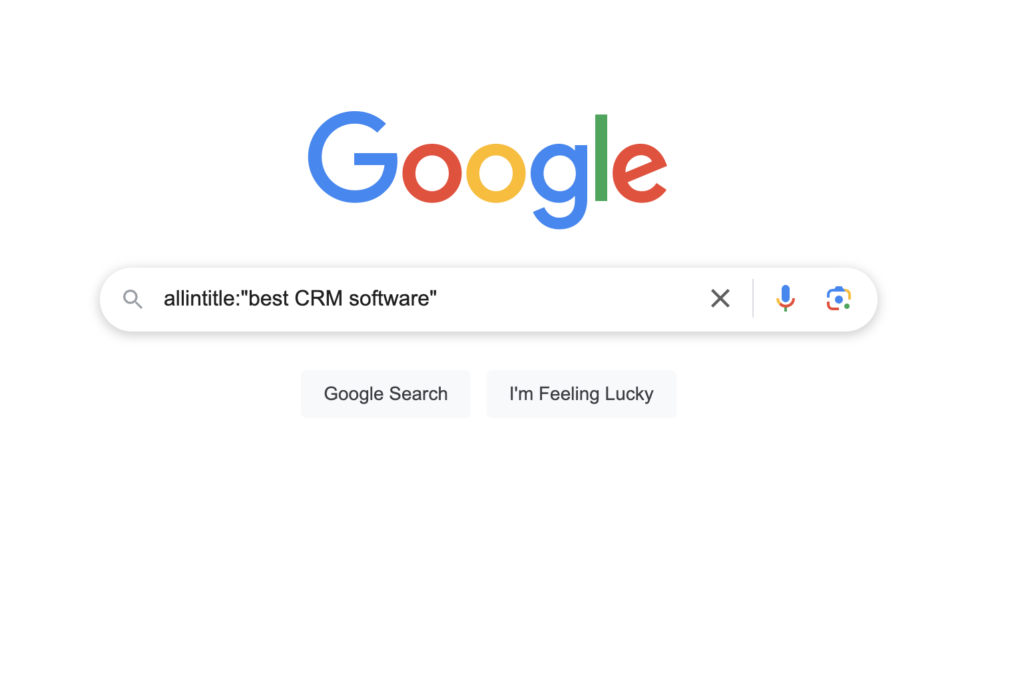 Screenshot of Google Search using the "allintitle" search function. 