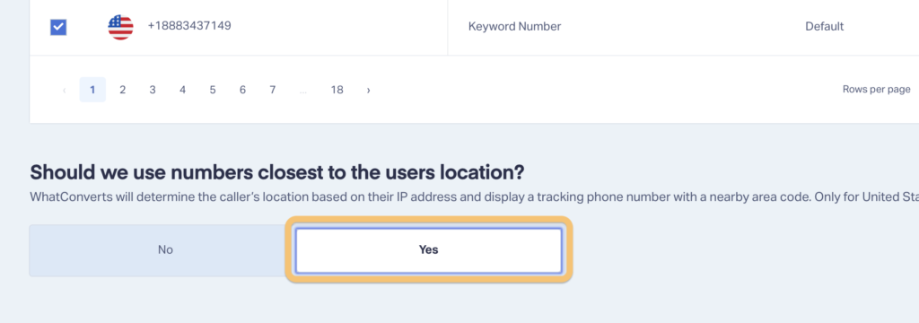 Screenshot of how to turn on the setting for automatically adjusting your tracking number based on location.