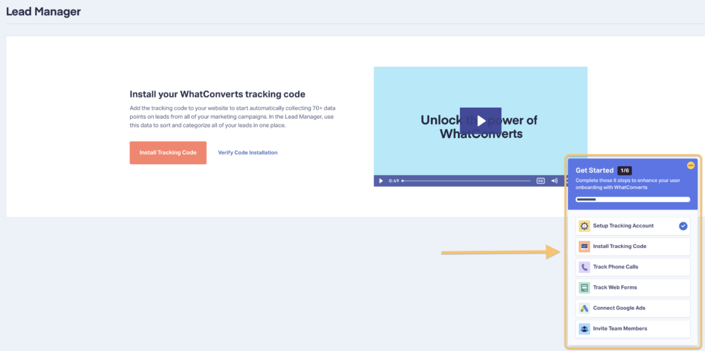 Screenshot showing the checklist popup on new accounts to aid in onboarding setup.
