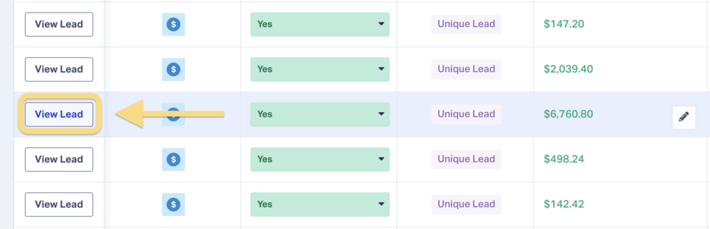 Screenshot showing how to get to the Lead Details screen in WhatConverts.