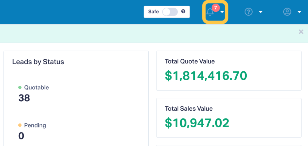 Screenshot of where to find the Alerts Center in WhatConverts.