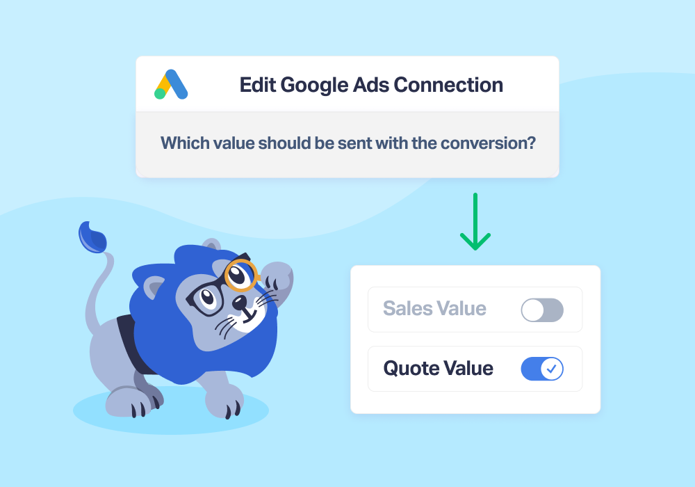 Illustration showing concepts related to Product Update: Send Quote Value with Google Ad Conversions