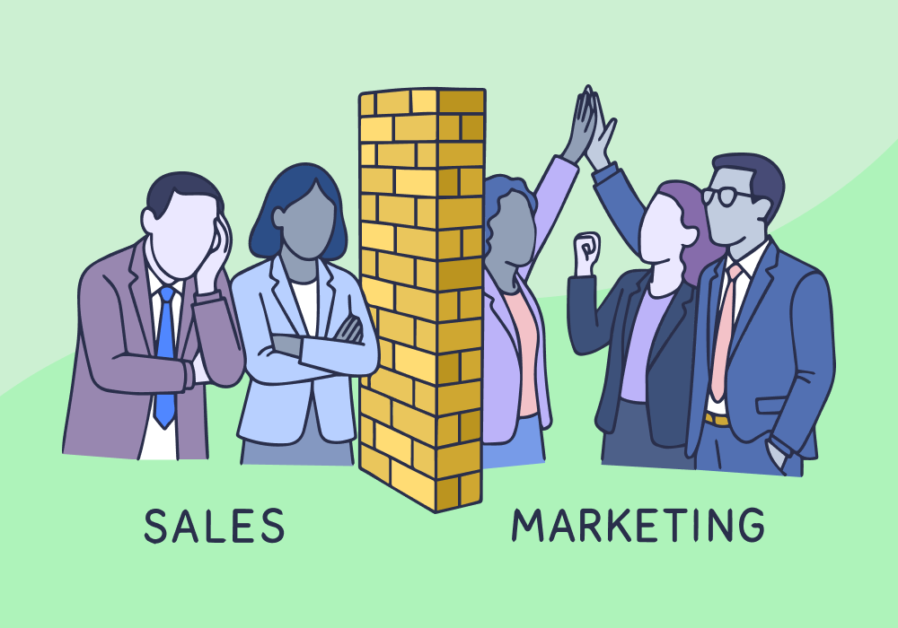 Illustration showing concepts related to Marketing and Sales Alignment: Bridging the Lead Handoff Gap