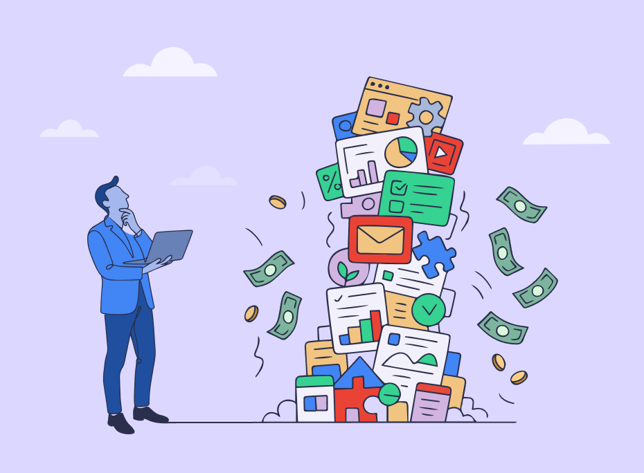 Illustration showing concepts related to Agency Tech Stacks Doubled in a Year. But at What Cost?