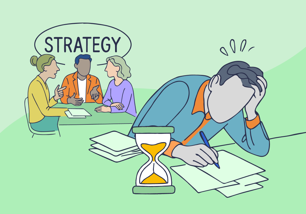 Illustration showing concepts related to Drowning in Data Entry: the Manual Reporting Time Suck