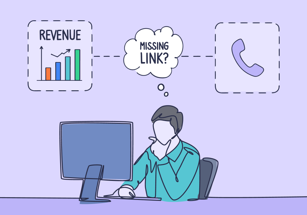 Illustration showing concepts related to 40% of Marketers Can't Track Pipeline Generated—And Phone Calls Are the Missing Link