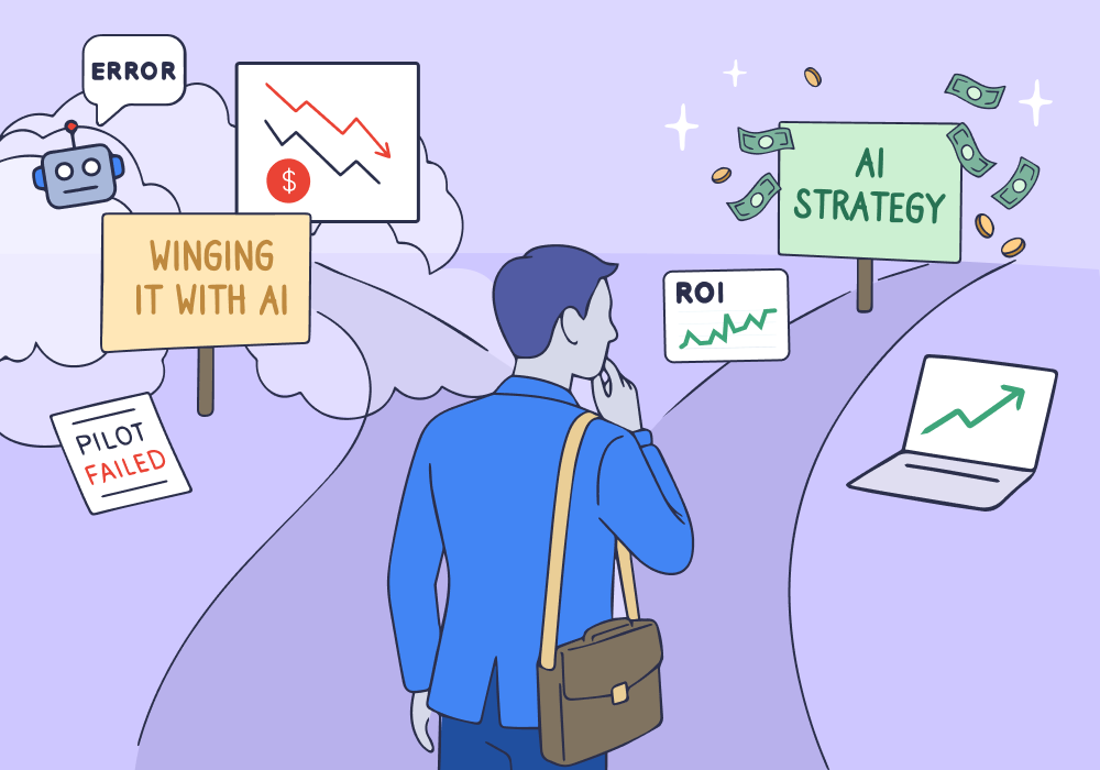 Illustration showing concepts related to AI Uncertainty Is a Risk Agencies Can't Afford