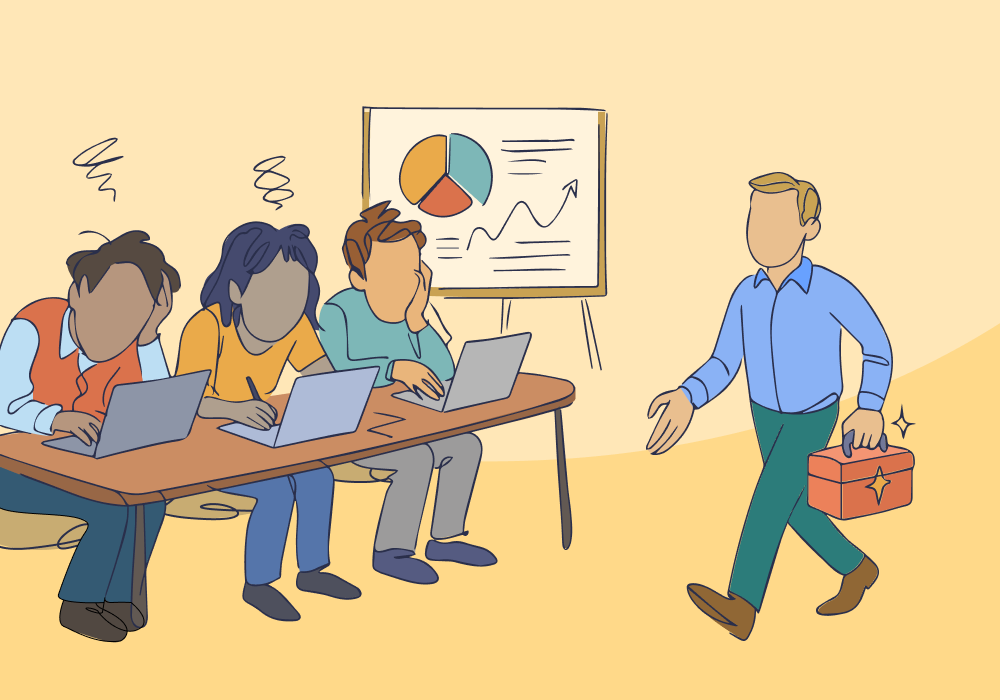 Illustration showing concepts related to Report: Content Teams Are Shrinking, and Burnout Is on the Rise