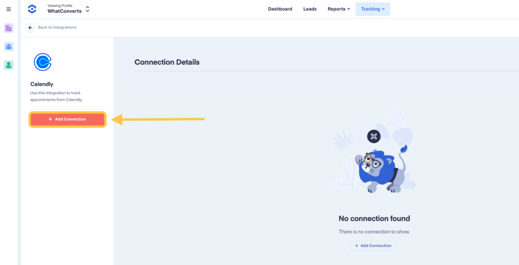 Screenshot showing how easy it is to connect your WhatConverts account to Calendly.