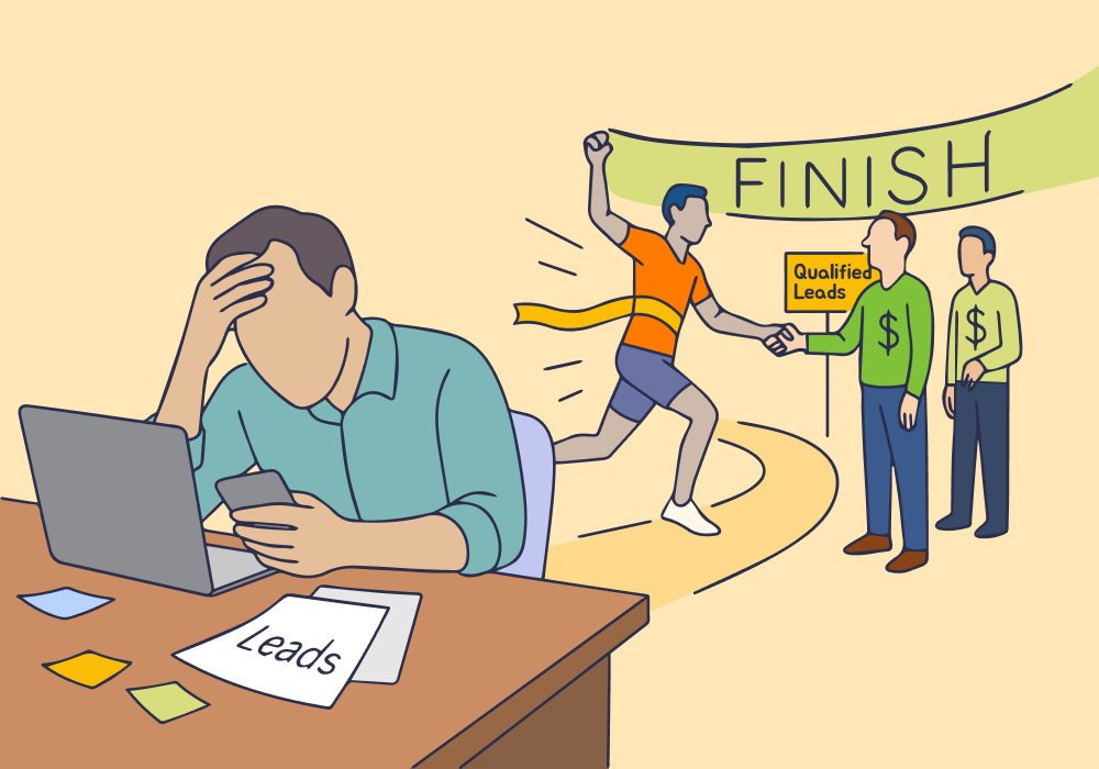 Illustration showing concepts related to The 48-Hour Qualification Lag That Lets Competitors Steal Your Leads