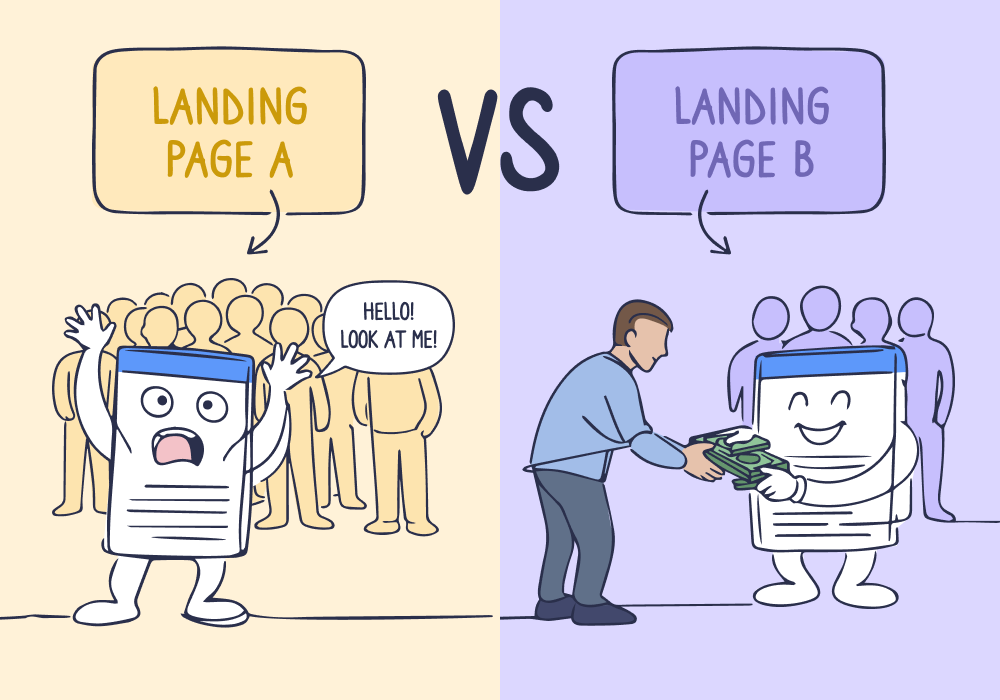 Illustration showing concepts related to Why Your Worst Landing Page Is Getting the Most Budget