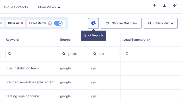 Generate a Quick Report From the Lead Manager