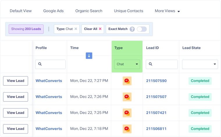 View Your Chat Leads