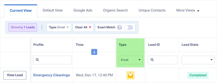 View Your Email Leads