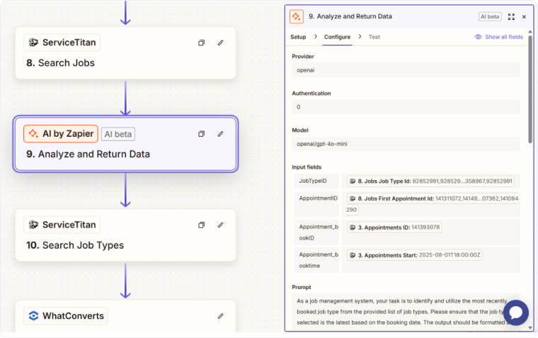 Send Appointments from ServiceTitan to WhatConverts-3