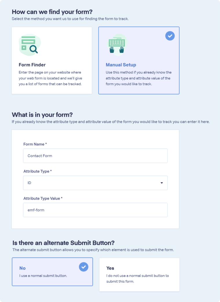 Track EmailMeForm Web Forms