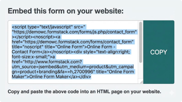 Track Formstack Web Forms