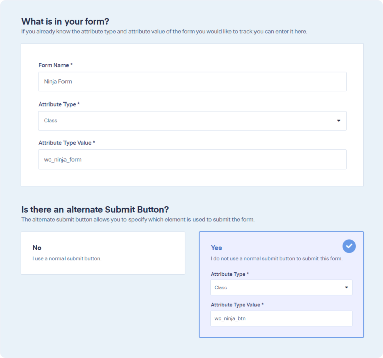 Track Ninja Web Forms