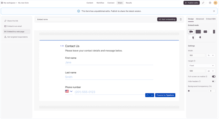 Track Typeform Web Forms
