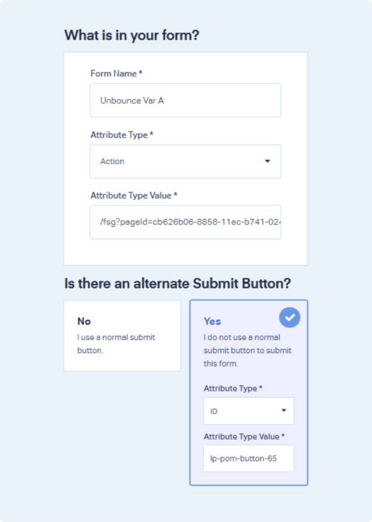 Track Unbounce Web Forms