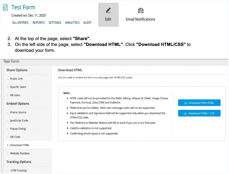 Track Zoho Web Forms
