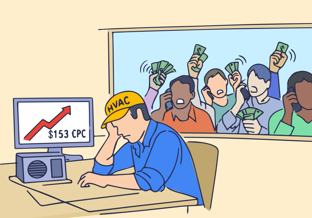 Illustration showing concepts related to Why HVAC's 27% Missed Call Rate Is a Bigger Problem Than High CPCs