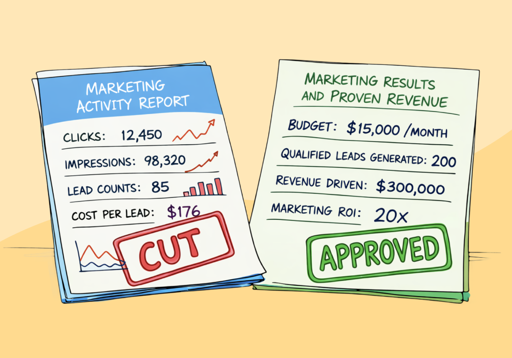 Illustration showing concepts related to Your Client's CFO Wants to Cut the Marketing Budget. Here's the Only Argument That Works.