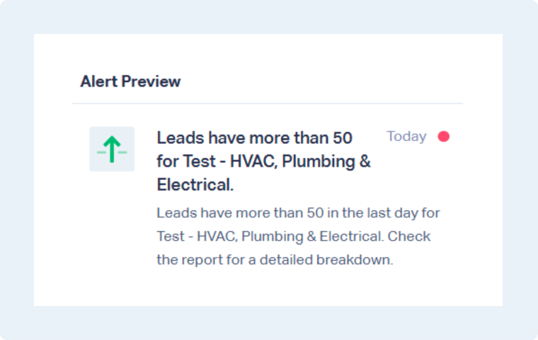 A screenshot of the alert preview message