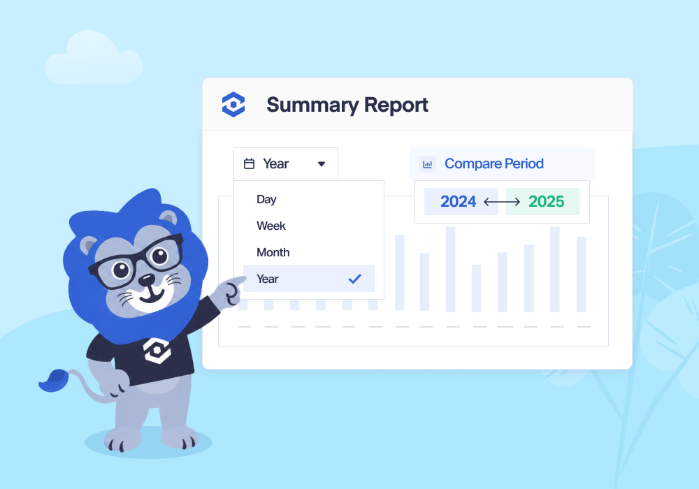Illustration showing concepts related to Product Update: See a Full Year of Marketing Performance in One Report