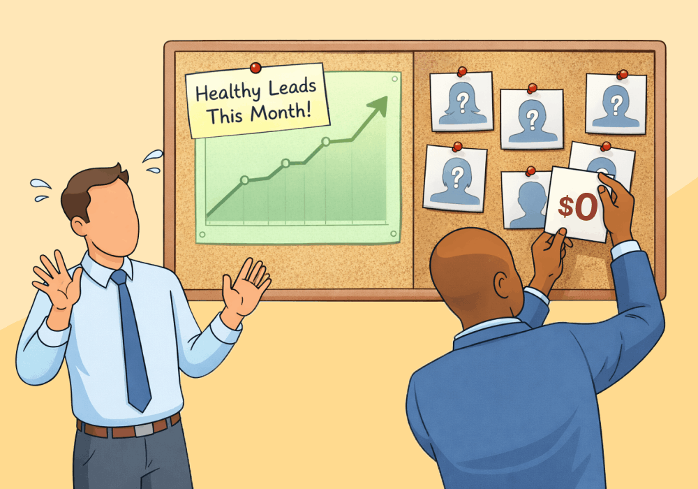 Illustration showing concepts related to Your Client Reporting Looks Professional—Until a Client Asks About Lead Quality
