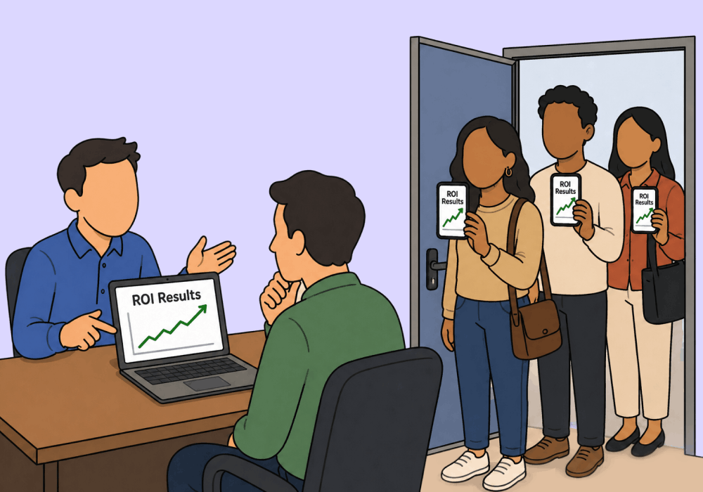 Illustration showing concepts related to How to: Double Your Client Base by Showing ROI