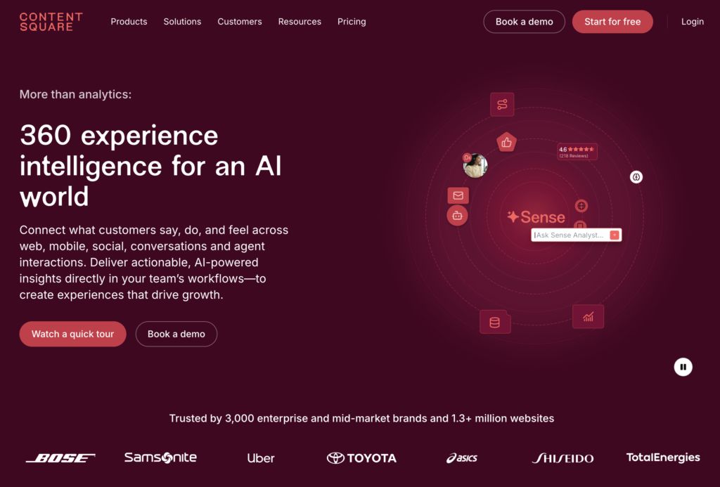 Screenshot of the Contentsquare homepage
