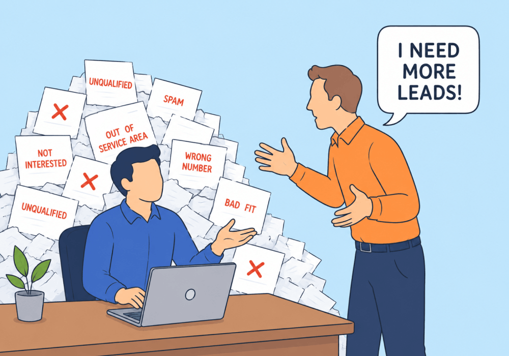 Illustration showing concepts related to The Client Who Keeps Asking for More Leads (When They Actually Need Better Ones)