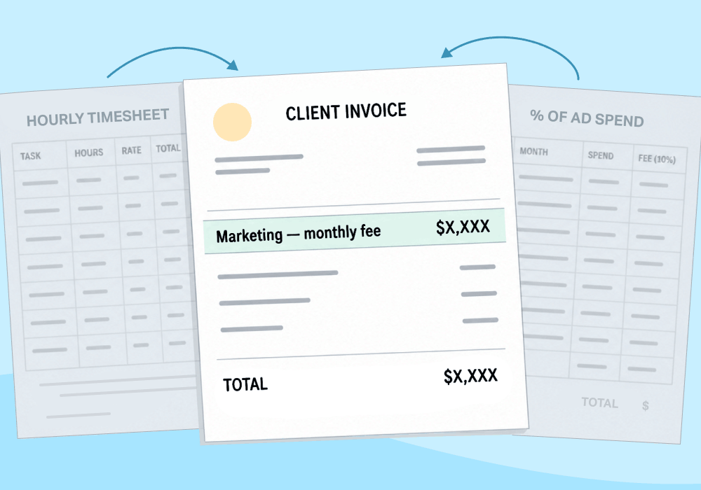 Illustration showing concepts related to Introducing the Revenue Retainer: A New Way to Price Agency Work